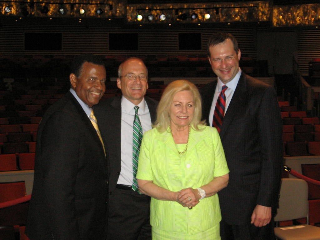 UMKC Chancellor Leo Morton, Muriel Kauffman Foundation President David Lady, Julia Irene Kauffman and Conservatory Dean Peter Witte