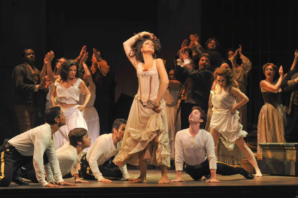 The Lyric Opera's 'Carmen' from 2010, in the old Lyric Theatre, featured R. Keith Brumley's scenic designs, which have been expanded and updated for the current production / Photo by Karen Almond