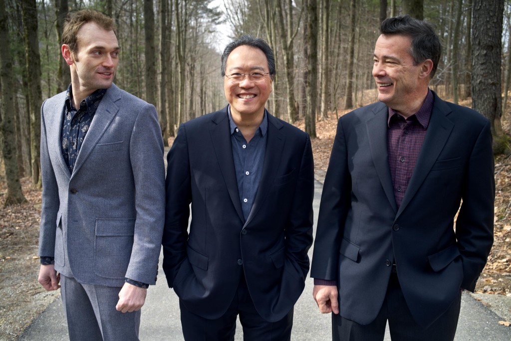 Chris Thile, Yo-Yo Ma and Edgar Meyer / Photo by Danny Clinch, courtesy of HJ Series