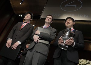Cliburn winners, from left: Daniel Hsu (Bronze), Kenny Broberg (Silver) and Yekwon Sunwoo (Gold) / Photo by Ralph Lauer, The Cliburn